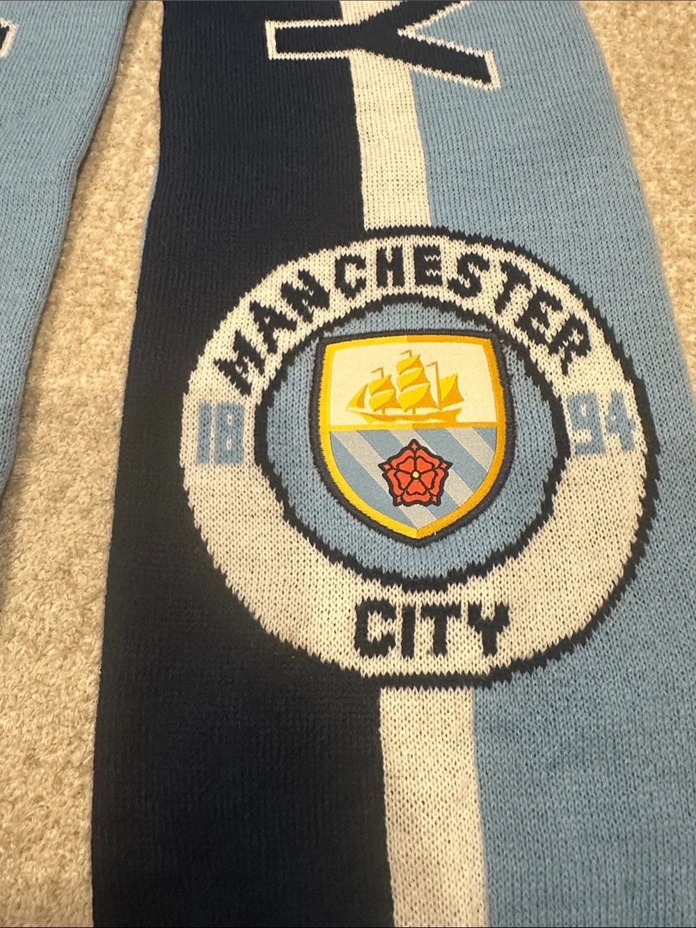 Manchester City Supporter Scarf - Sky Blue & Navy